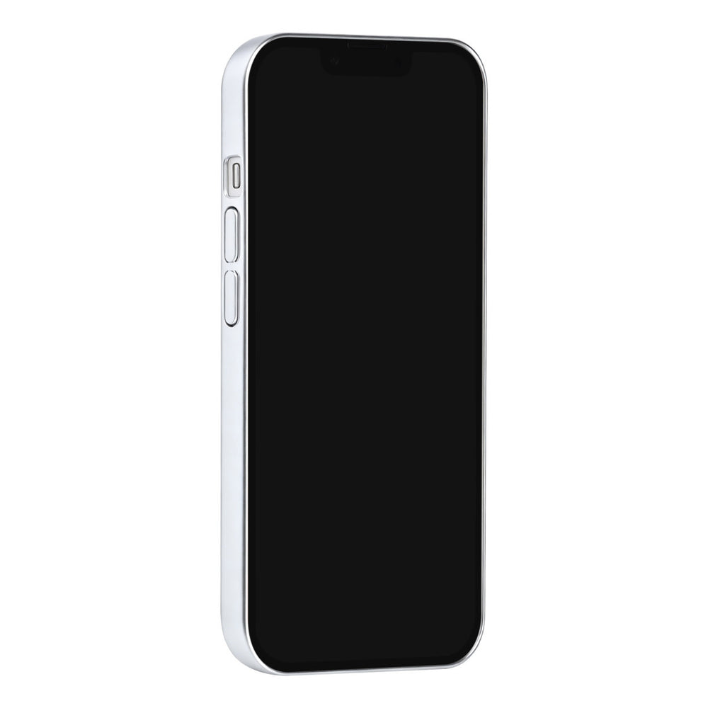 Zilverkleurig TUNIQ telefoonhoesje, van voren op een telefoon