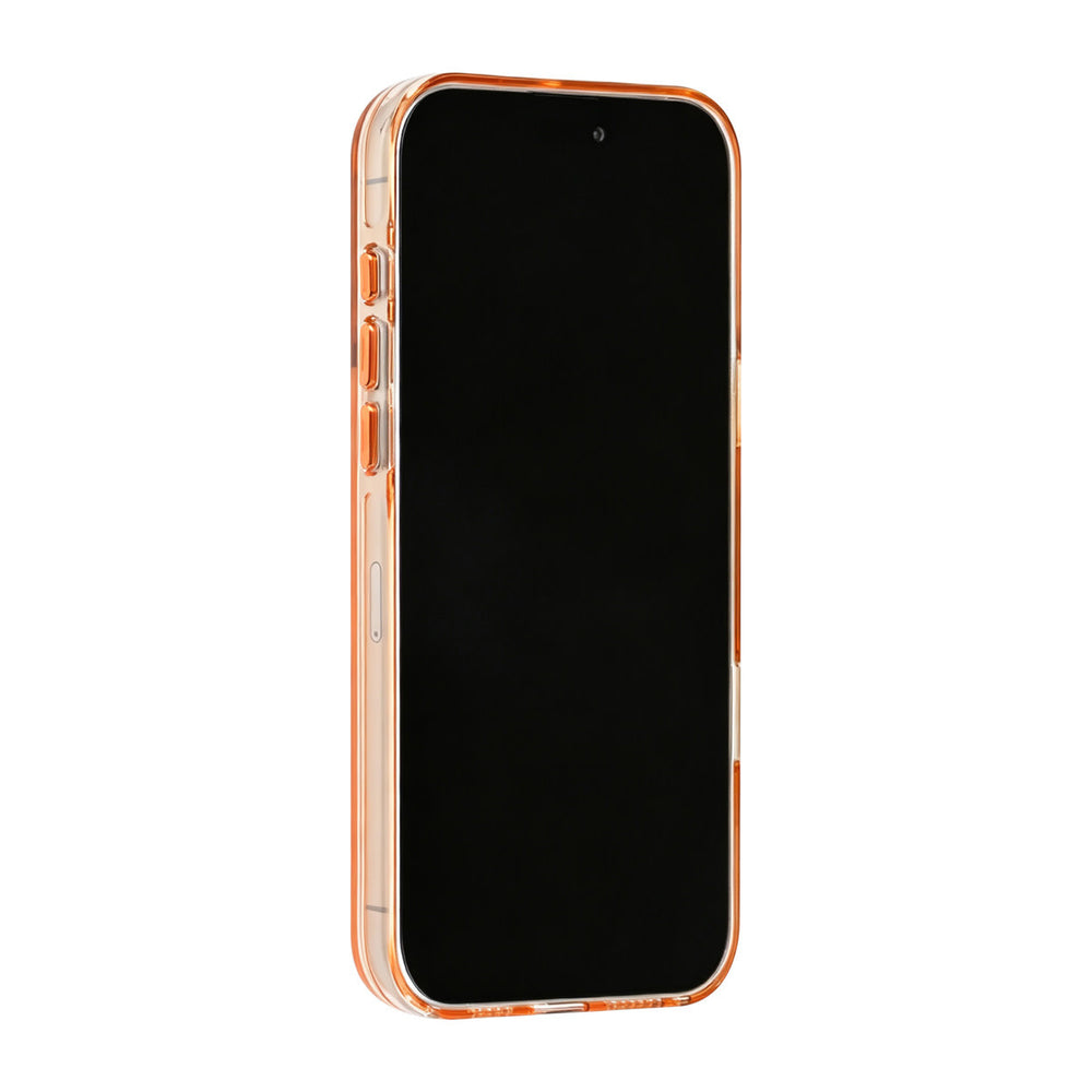 Oranje TUNIQ telefoonhoesje, van voren op een telefoon