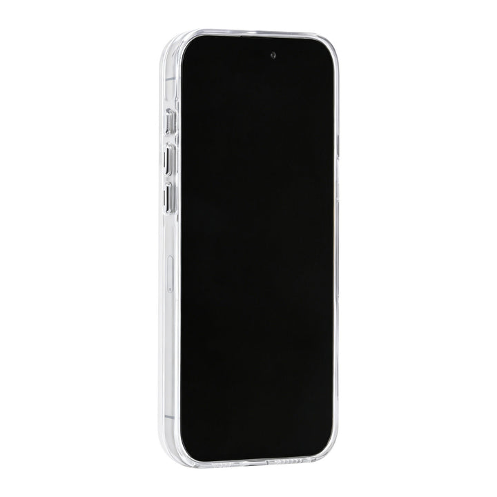 Wit TUNIQ telefoonhoesje, van voren op een telefoon