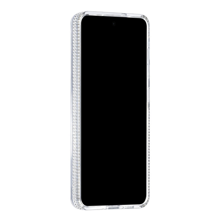Transparant TUNIQ telefoonhoesje, van voren op een telefoon
