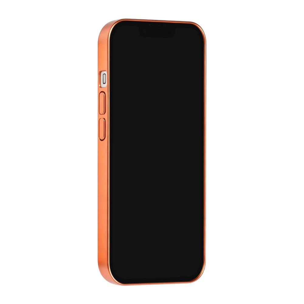 Oranje TUNIQ telefoonhoesje, van voren op een telefoon