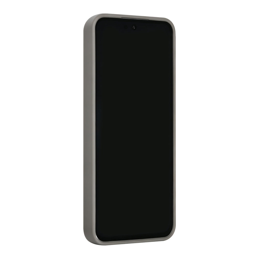 Grijs TUNIQ telefoonhoesje, van voren op een telefoon