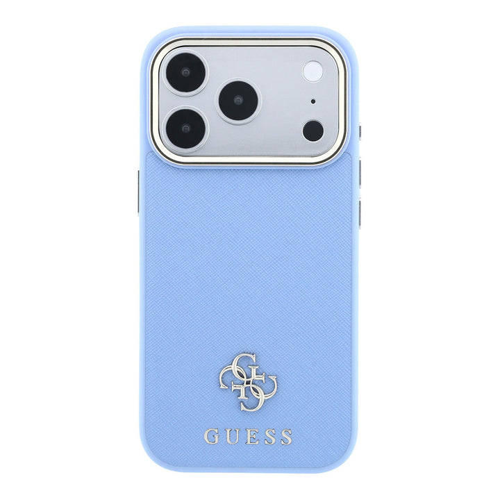 Lichtblauw Guess telefoonhoesje met klein 4G-logo, van achteren