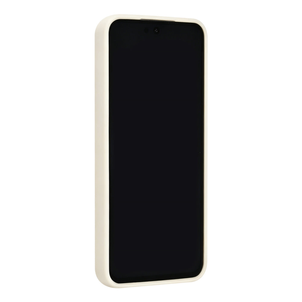 Crèmekleurig TUNIQ telefoonhoesje, van voren op een telefoon