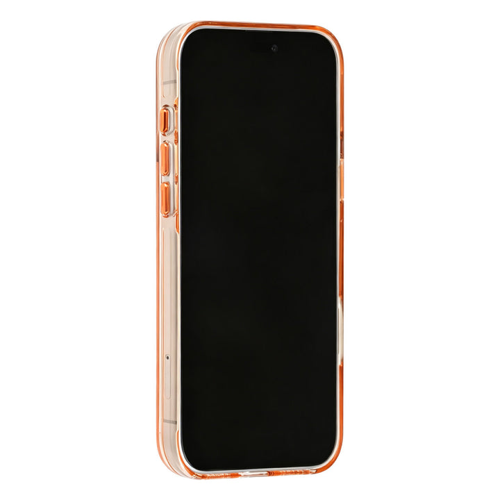 Oranje TUNIQ telefoonhoesje, van voren op een telefoon