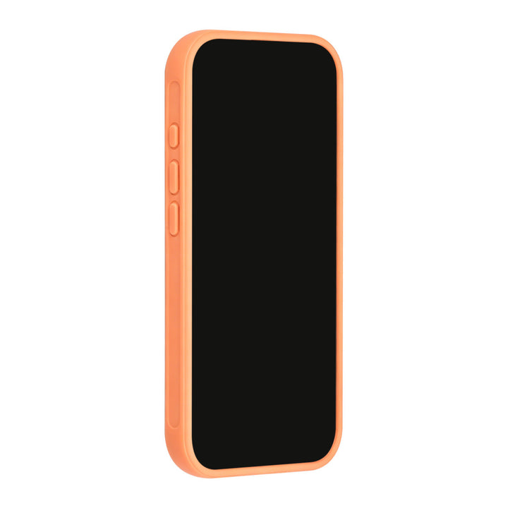 Oranje TUNIQ telefoonhoesje, van voren op een telefoon