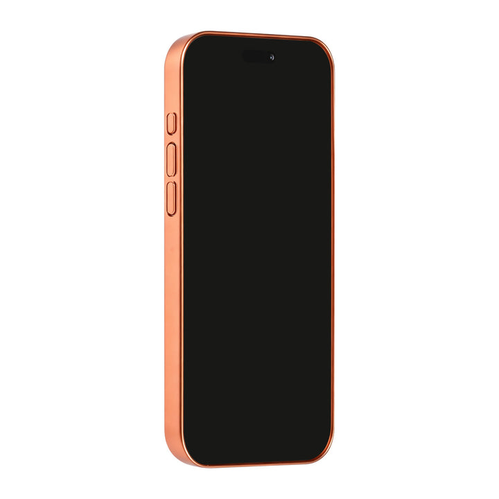 Oranje TUNIQ telefoonhoesje, van voren op een telefoon