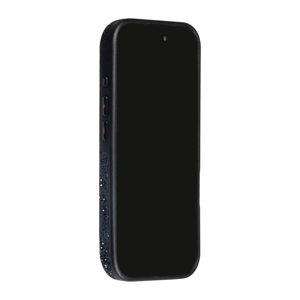 Zwart TUNIQ telefoonhoesje, van voren op een telefoon