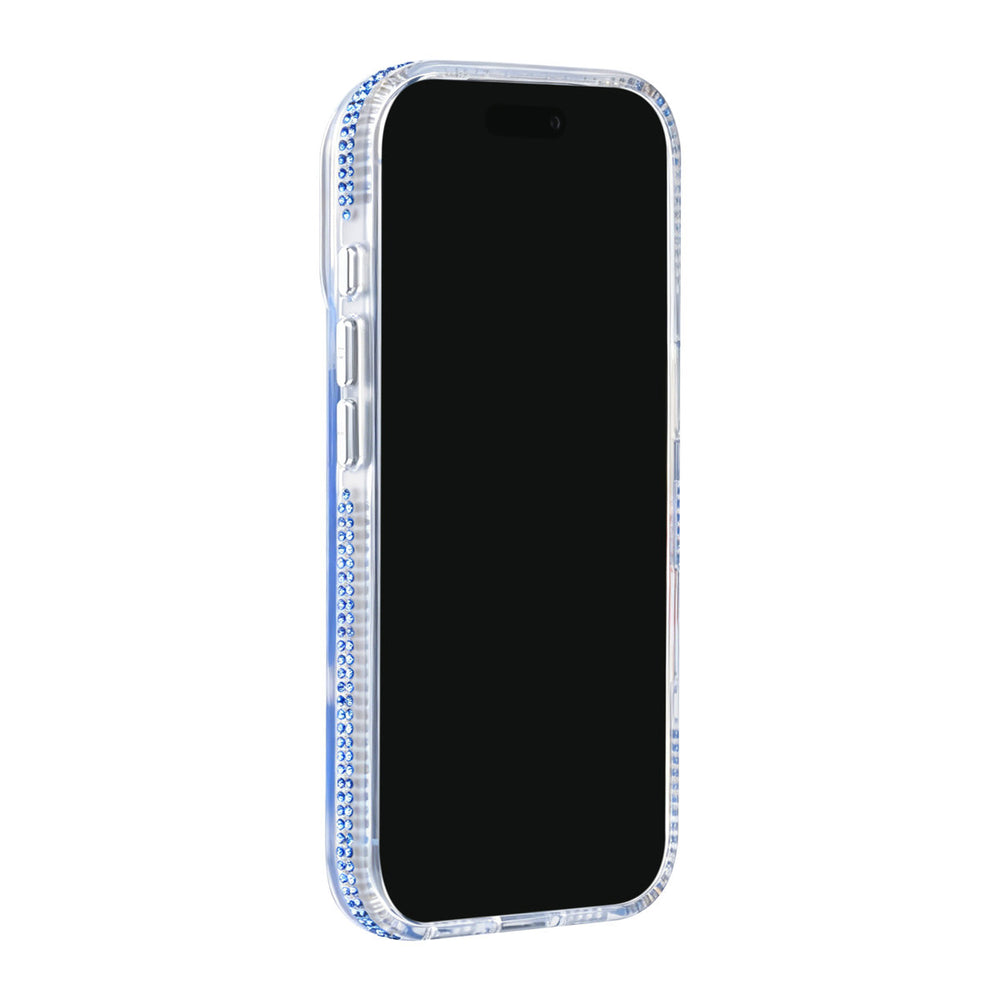 Transparant TUNIQ telefoonhoesje, van voren op een telefoon