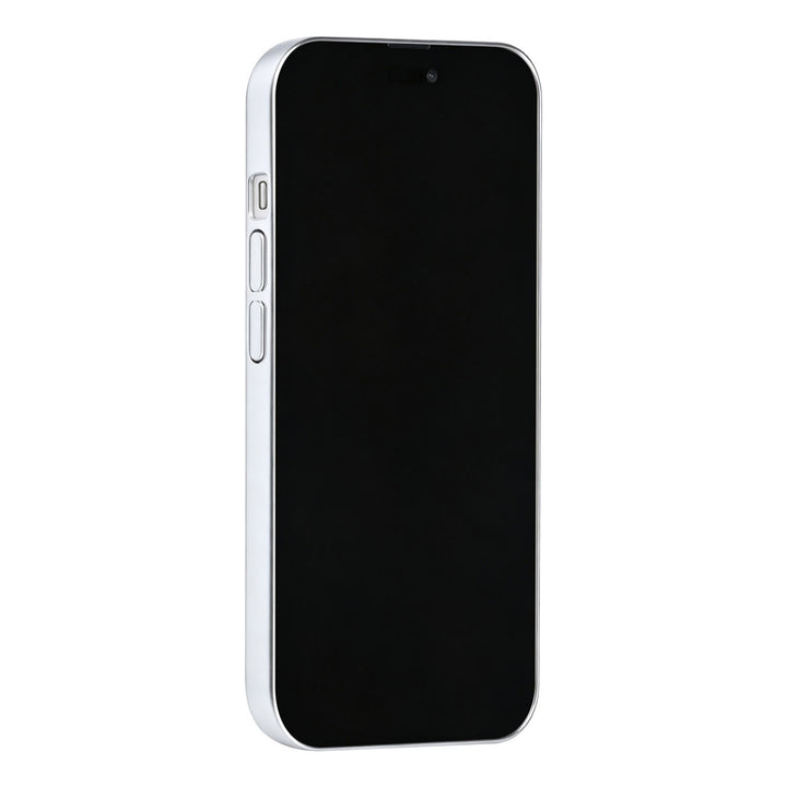 Zilverkleurig TUNIQ telefoonhoesje, van voren op een telefoon