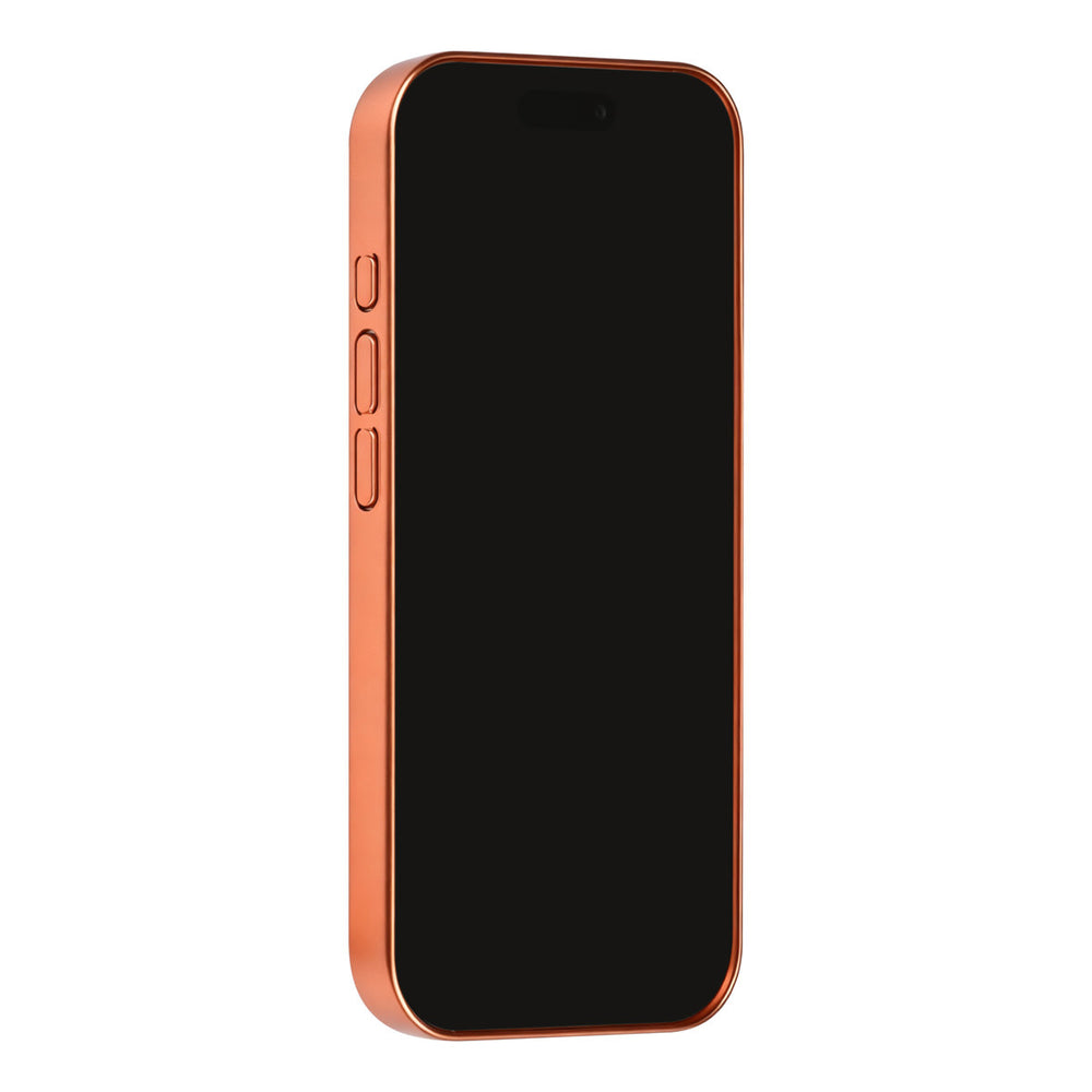 Oranje TUNIQ telefoonhoesje, van voren op een telefoon