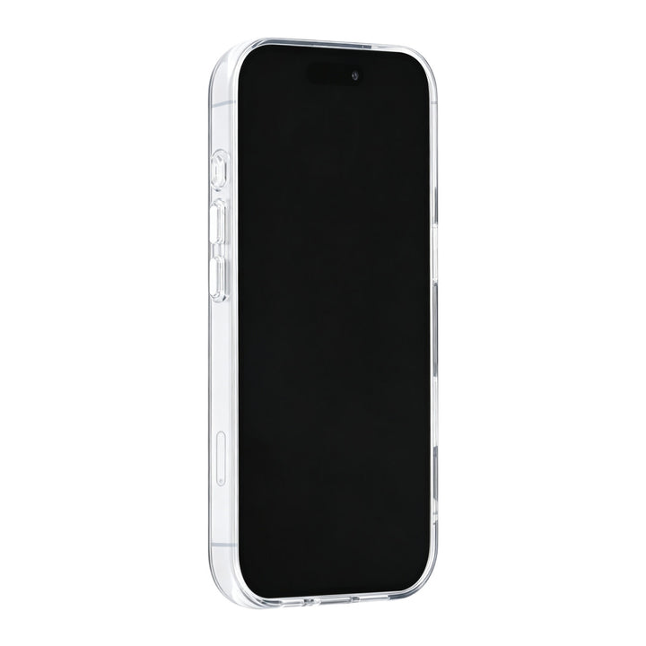 Zwart TUNIQ telefoonhoesje, van voren op een telefoon