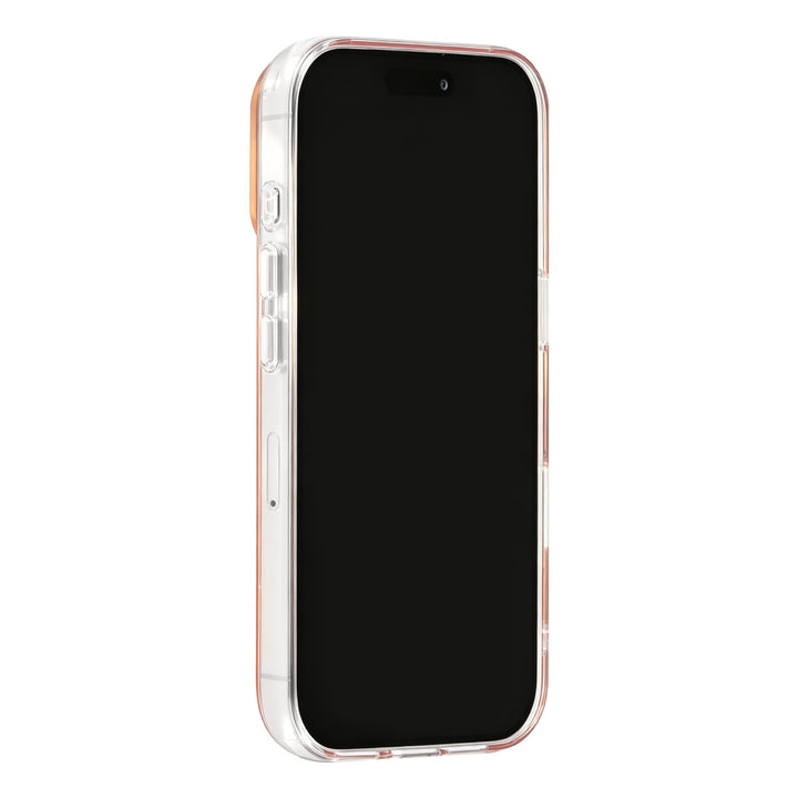 Oranje TUNIQ telefoonhoesje, van voren op een telefoon