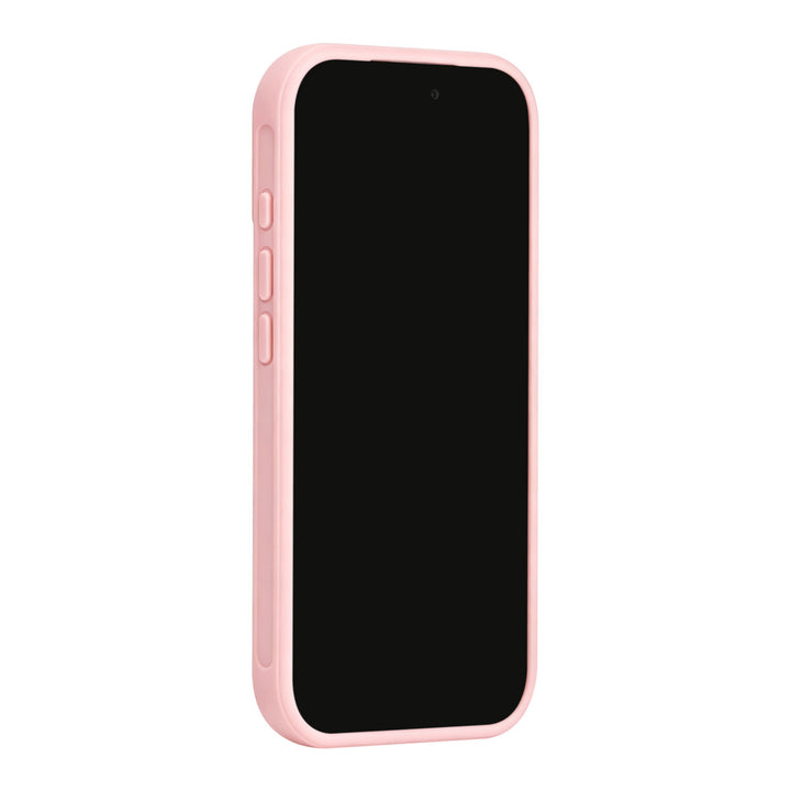 Roze TUNIQ telefoonhoesje, van voren op een telefoon
