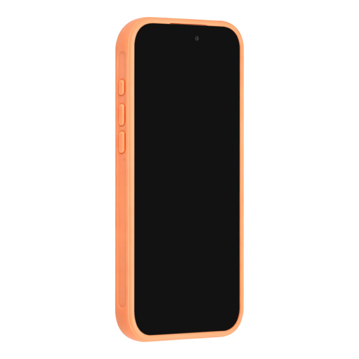 Oranje TUNIQ telefoonhoesje, van voren op een telefoon