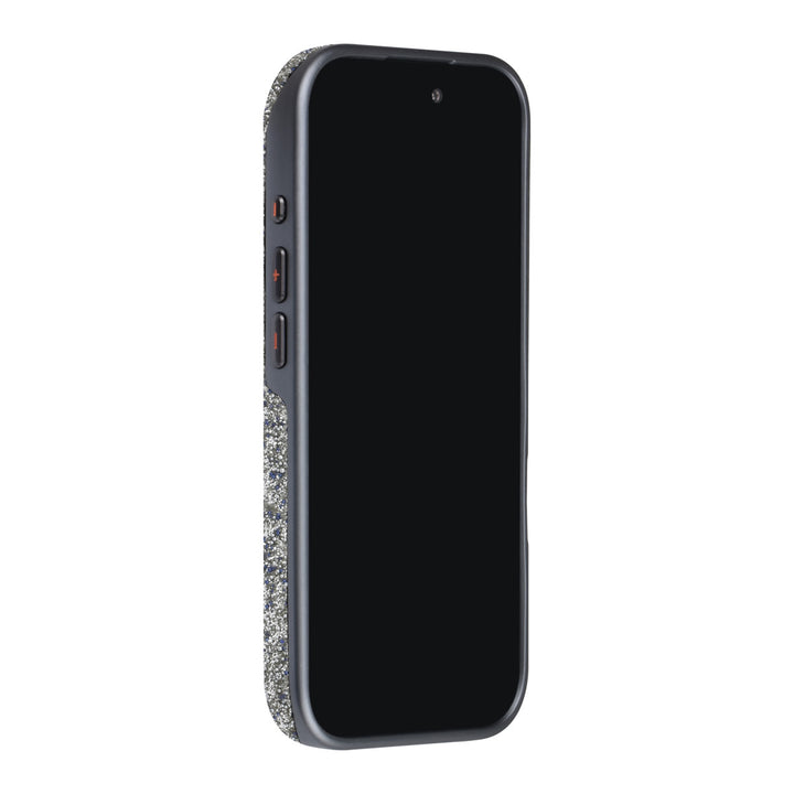 Grijs TUNIQ telefoonhoesje, van voren op een telefoon