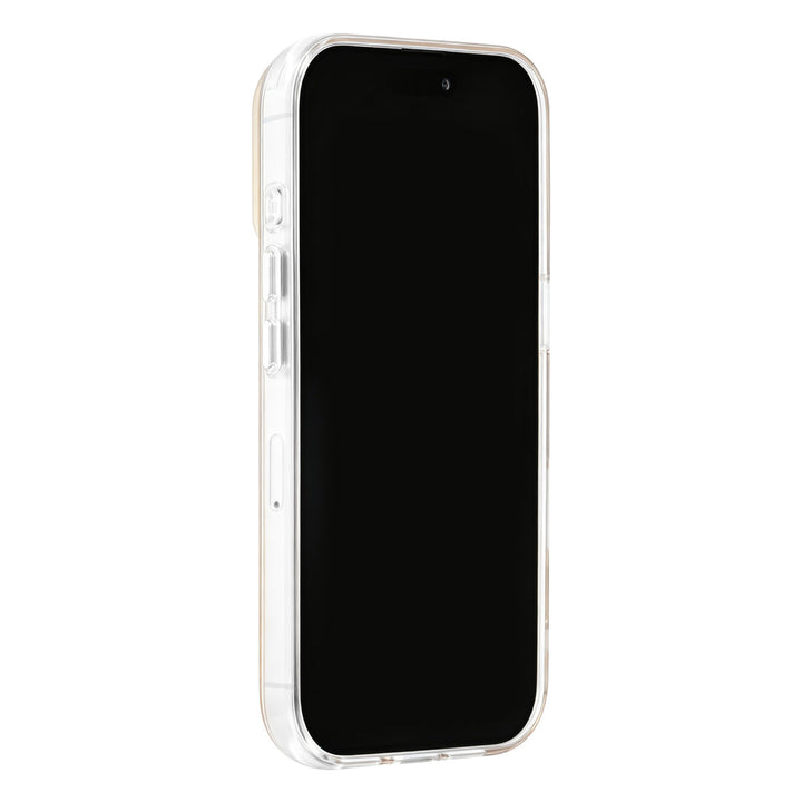 Goudkleurig TUNIQ telefoonhoesje, van voren op een telefoon
