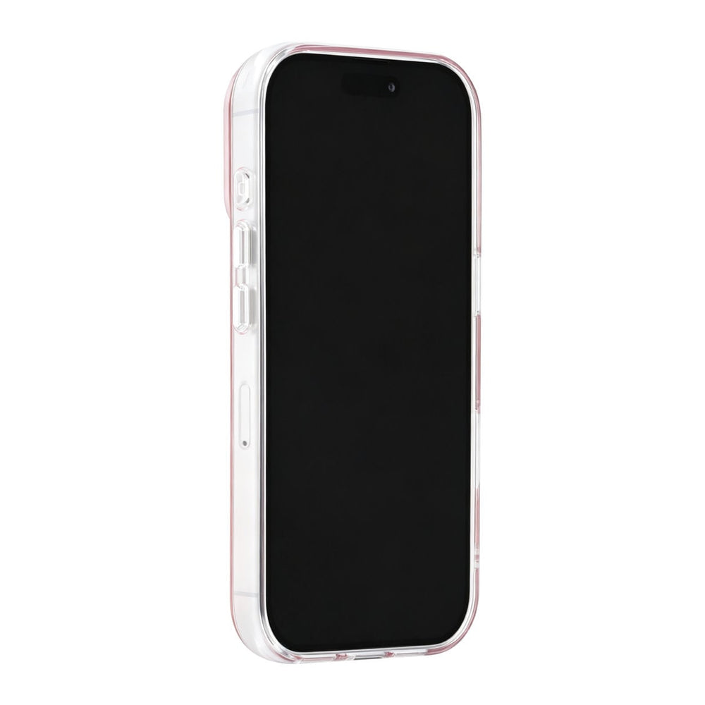 Roze TUNIQ telefoonhoesje, van voren op een telefoon