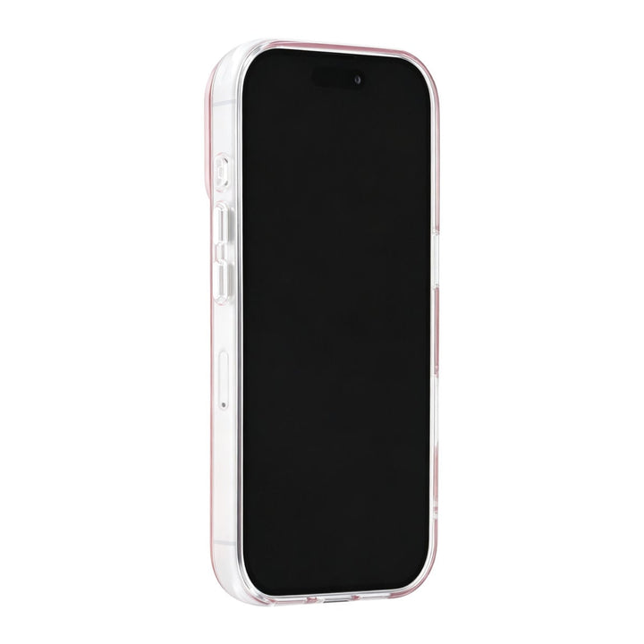 Roze TUNIQ telefoonhoesje, van voren op een telefoon