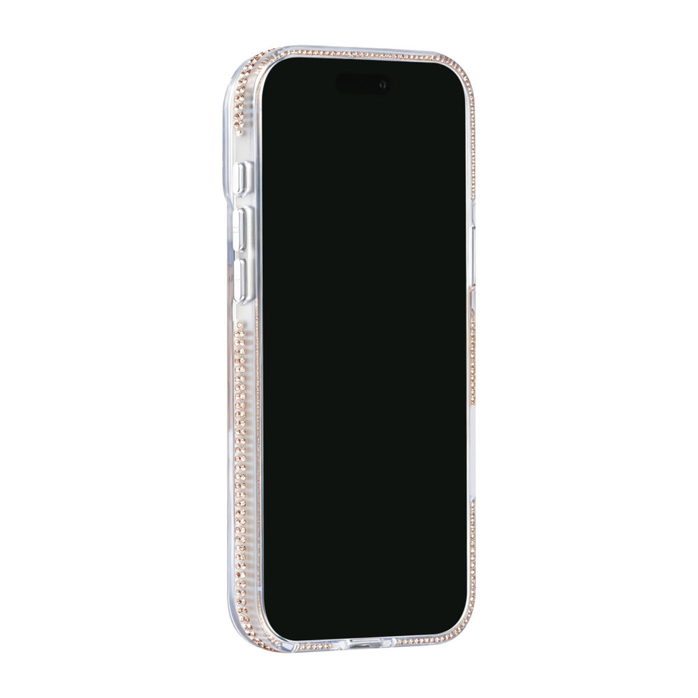 Transparant TUNIQ telefoonhoesje, van voren op een telefoon