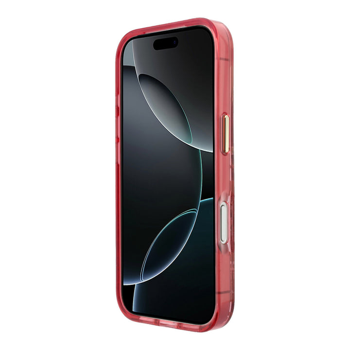 Rood Guess telefoonhoesje van voren op een telefoon