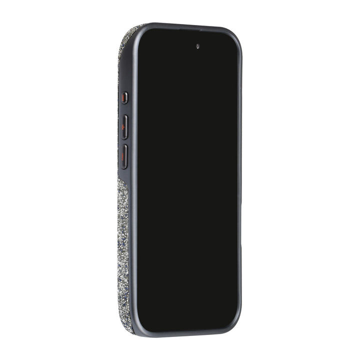 Grijs TUNIQ telefoonhoesje, van voren op een telefoon