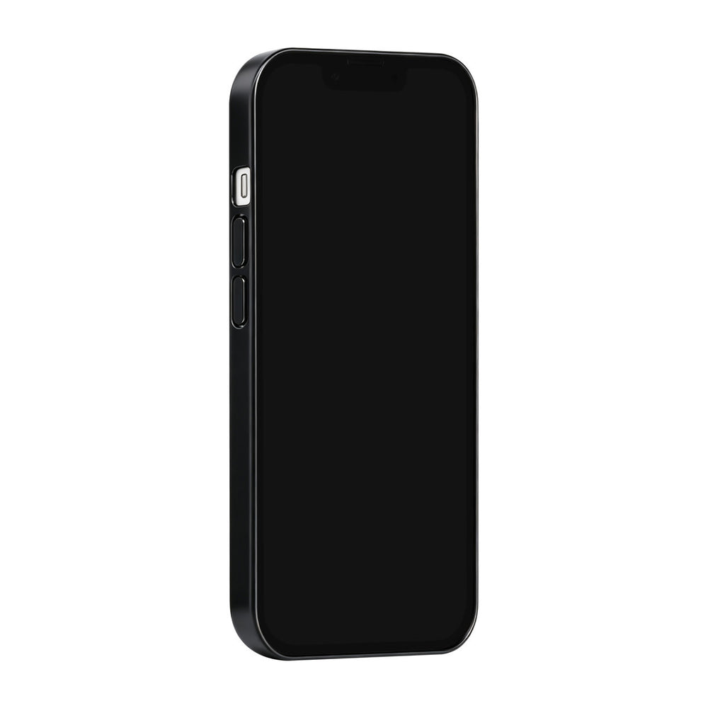 Zwart TUNIQ telefoonhoesje, van voren op een telefoon