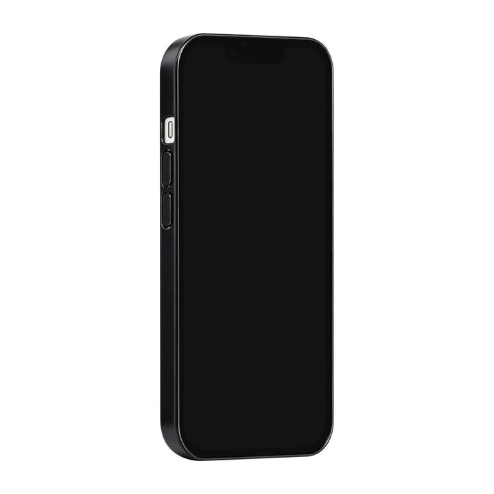 Zwart TUNIQ telefoonhoesje, van voren op een telefoon