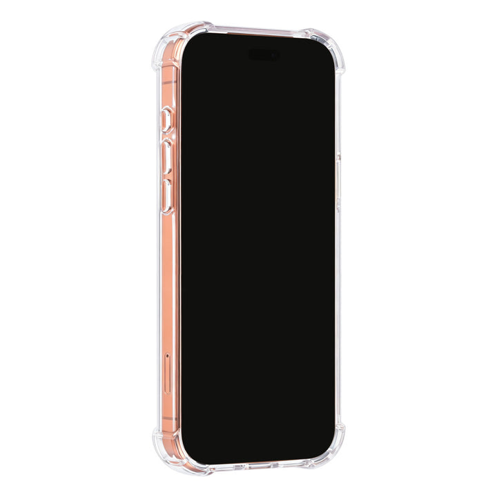 Transparant TUNIQ telefoonhoesje, van voren op een telefoon