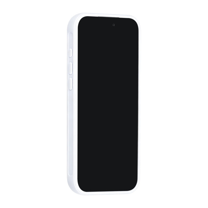 Wit TUNIQ telefoonhoesje, van voren op een telefoon