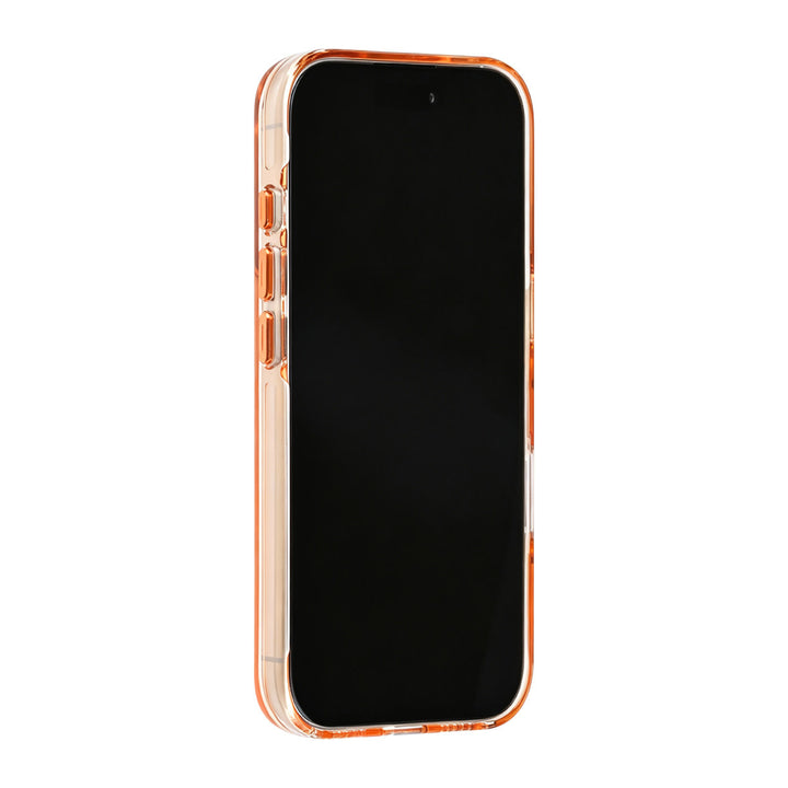 Oranje TUNIQ telefoonhoesje, van voren op een telefoon
