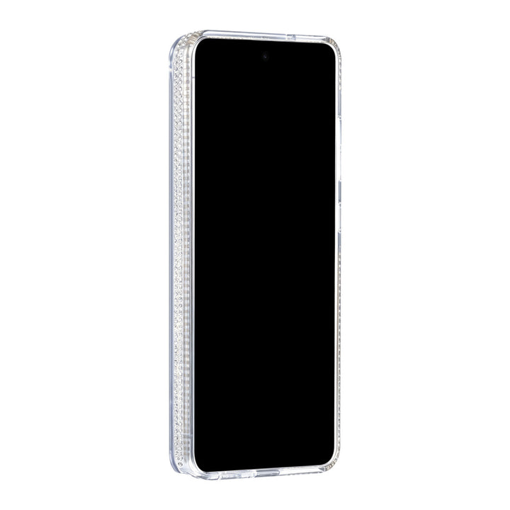 Transparant TUNIQ telefoonhoesje, van voren op een telefoon
