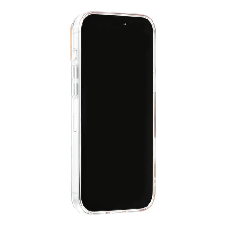 Oranje TUNIQ telefoonhoesje, van voren op een telefoon