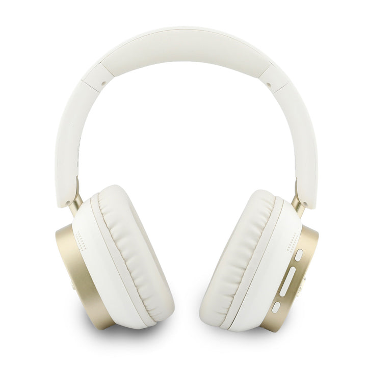 Witte Guess koptelefoon van achteren met gevoerde oorschelpen