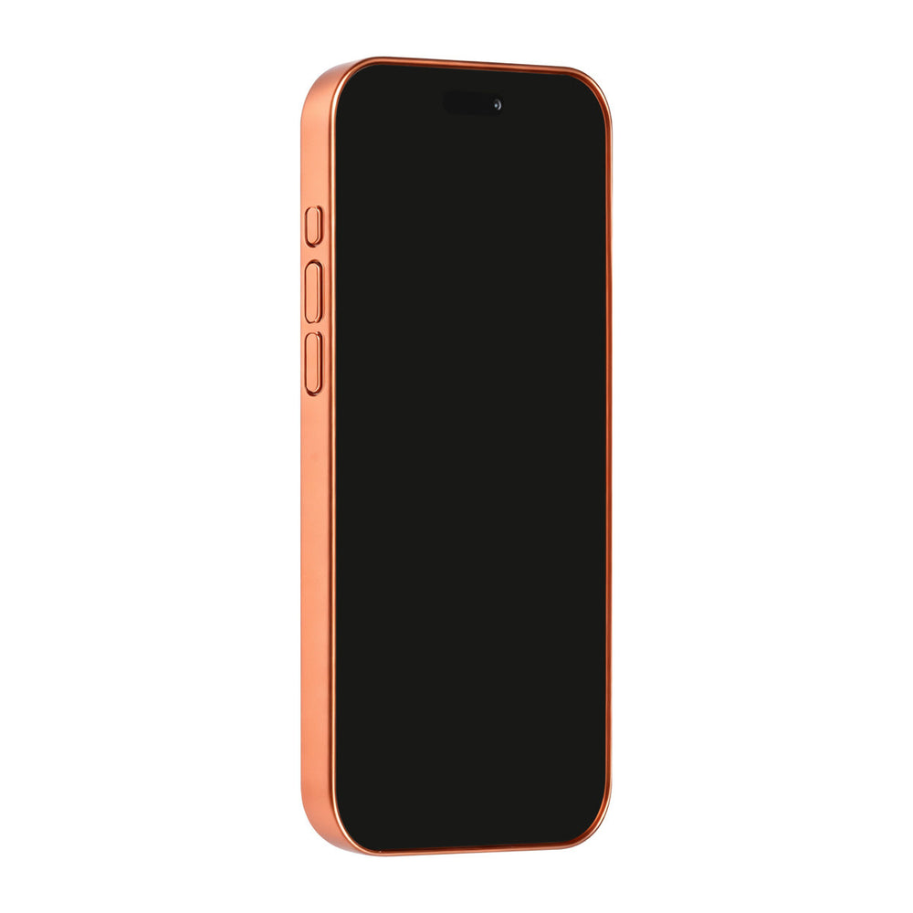 Oranje TUNIQ telefoonhoesje, van voren op een telefoon