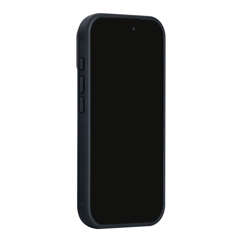 Zwart TUNIQ telefoonhoesje, van voren op een telefoon