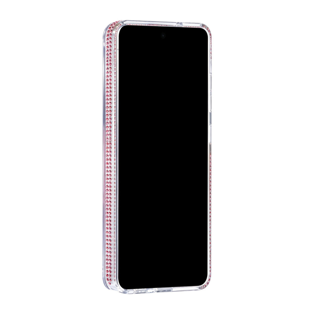 Transparant TUNIQ telefoonhoesje, van voren op een telefoon