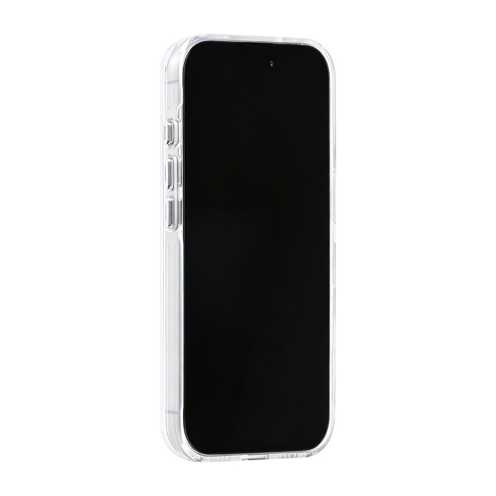 Wit TUNIQ telefoonhoesje, van voren op een telefoon