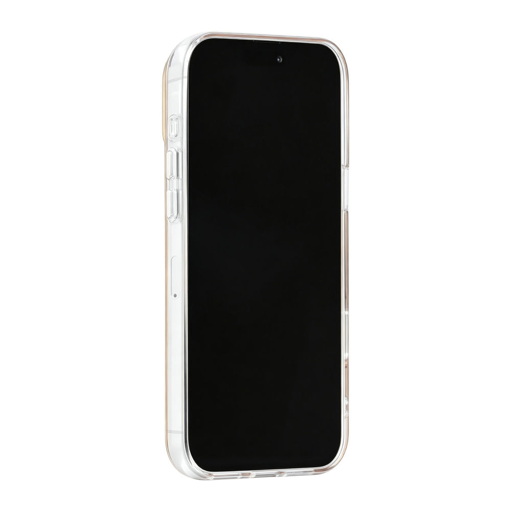 Goudkleurig TUNIQ telefoonhoesje, van voren op een telefoon