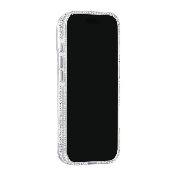 Transparant TUNIQ telefoonhoesje, van voren op een telefoon