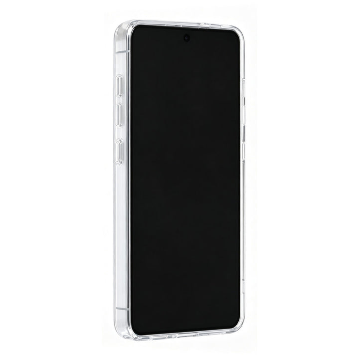 Zilverkleurig TUNIQ telefoonhoesje, van voren op een telefoon