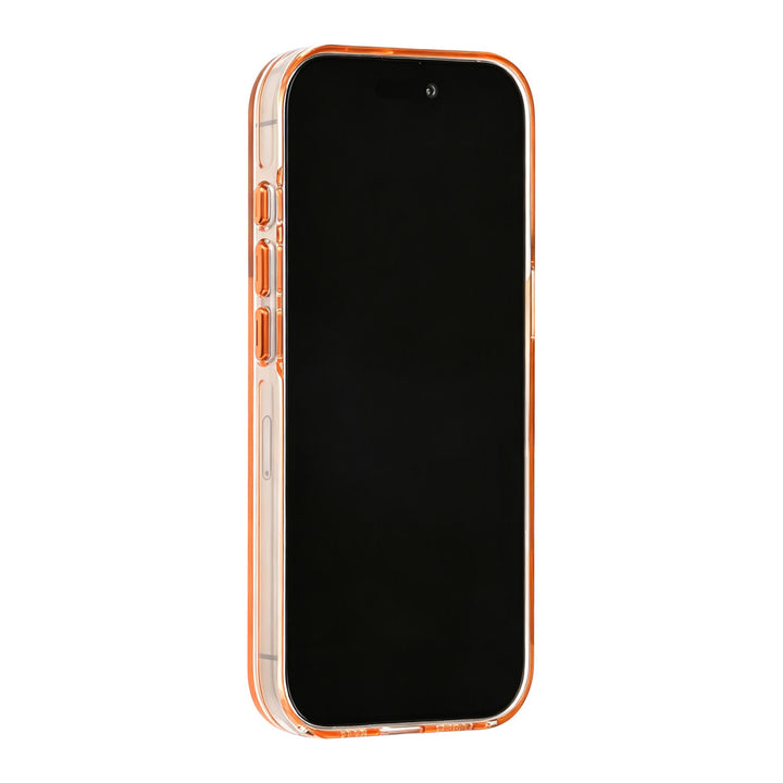 Oranje TUNIQ telefoonhoesje, van voren op een telefoon