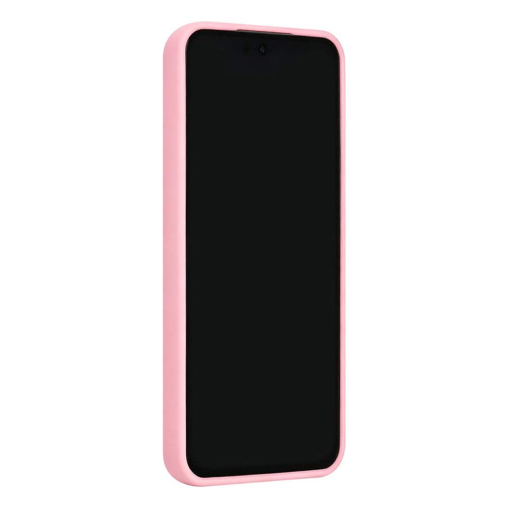 Roze TUNIQ telefoonhoesje, van voren op een telefoon