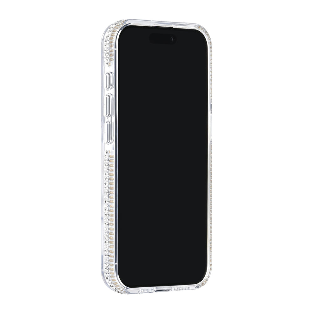 Transparant TUNIQ telefoonhoesje, van voren op een telefoon