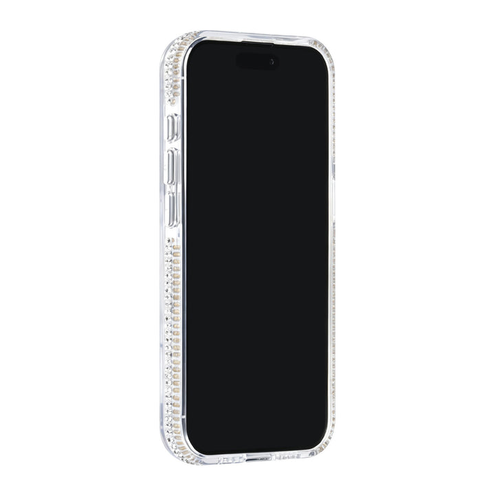 Transparant TUNIQ telefoonhoesje, van voren op een telefoon