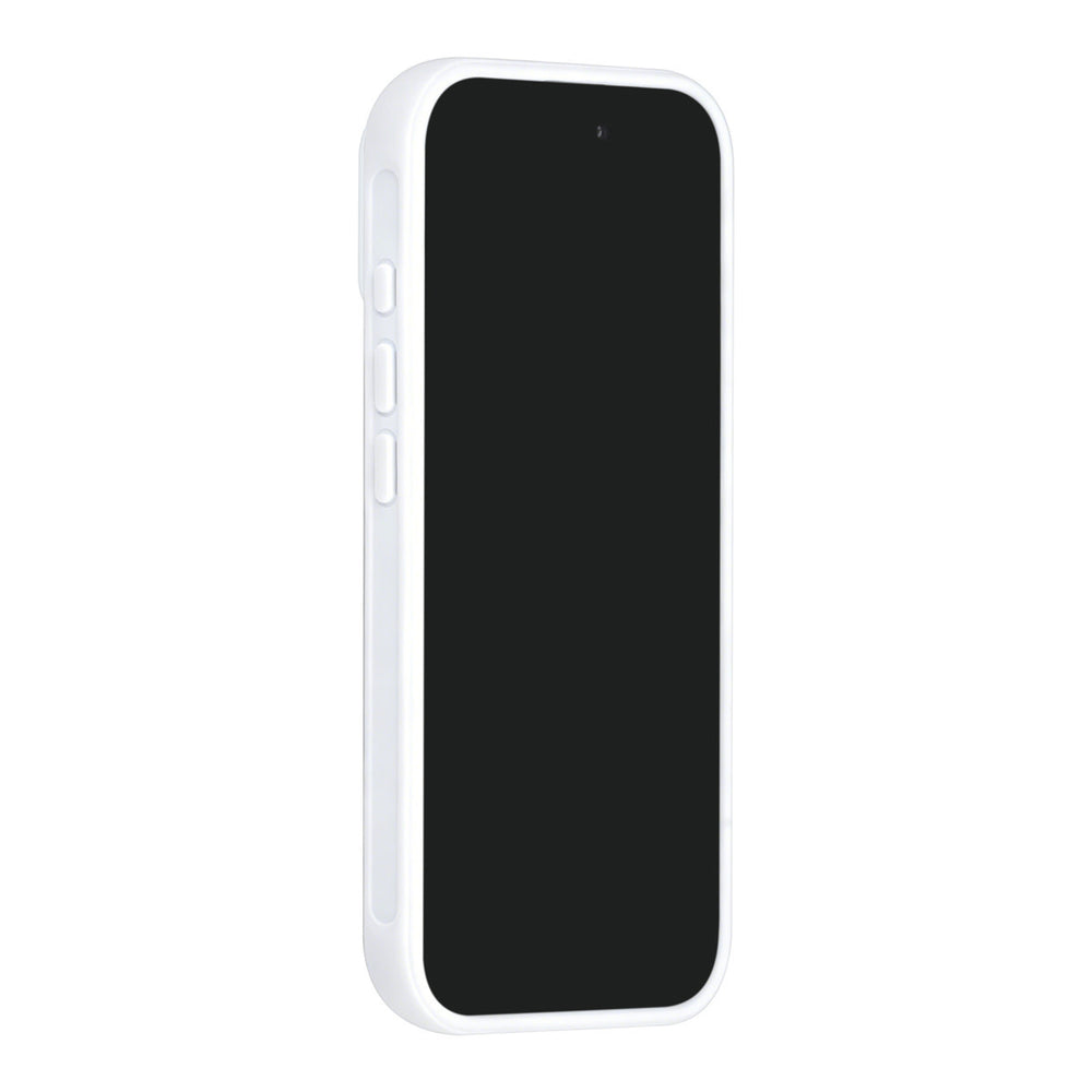 Wit TUNIQ telefoonhoesje, van voren op een telefoon