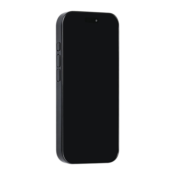 Zwart TUNIQ telefoonhoesje, van voren op een telefoon