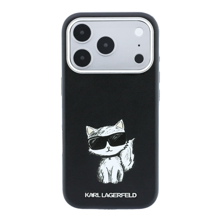 Zwart Karl Lagerfeld telefoonhoesje met Choupette-kat, van achteren