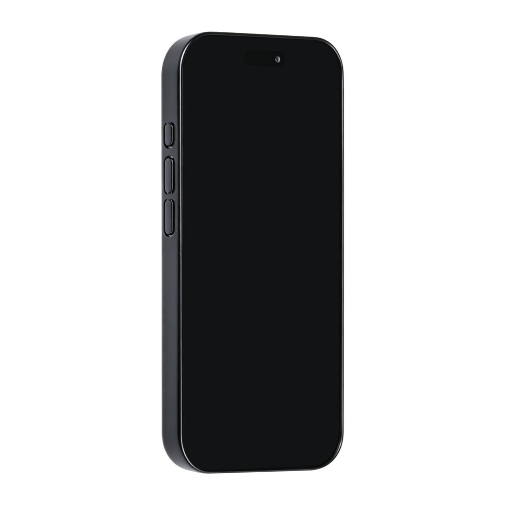 Zwart TUNIQ telefoonhoesje, van voren op een telefoon