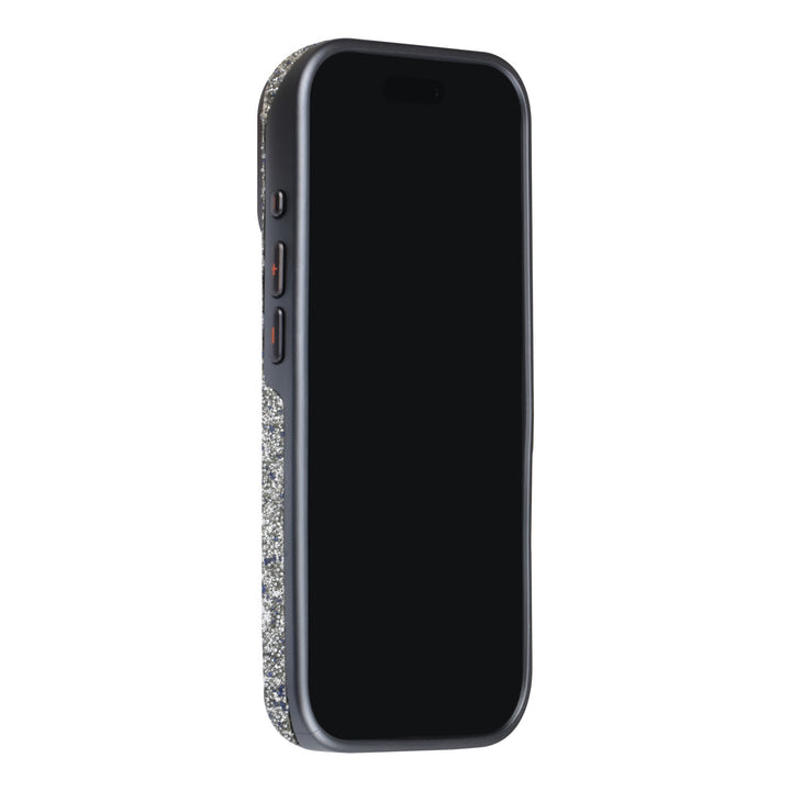 Grijs TUNIQ telefoonhoesje, van voren op een telefoon